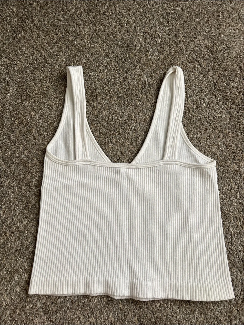 Free People Ribbed V-Neck Tank Top in Cream